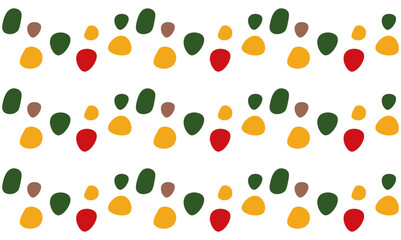 Geometric Seamless pattern of simple shape. Red, yellow and green dots, spots, blots on a white background. Vector illustration