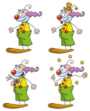 Clown rigolo avec diff&eacute;rentes expressions et &eacute;motions