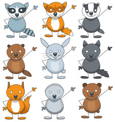 Animaux de la forêt en personnages mignons