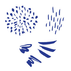 Set of abstract watercolor dots, brush strokes, lines, stripes isolated on white. Vector illustration