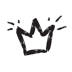 Hand drawn crown in grunge sketch style isolated on white