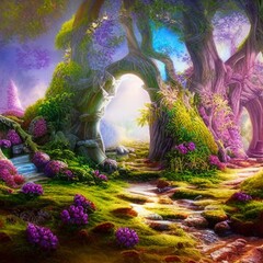 magic forest in the spring