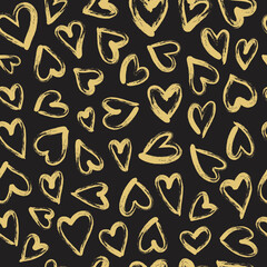 Heart seamless pattern. Hand drawn brushstroke hearts texture vector.  Heart print for print, textile, wallpaper