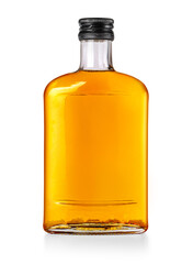 small flat bottle of whiskey