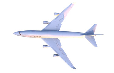 Fototapeta na wymiar PNG Graphic of Airliner From Above PNG Illustration. 3D Render of Commercial Passenger Airplane.