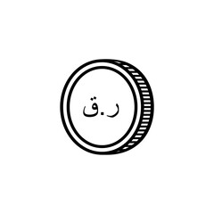 Qatar Currency Icon Symbol, Qatari Riyal Arabic Version, QAR Sign. Vector Illustration