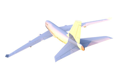 PNG Graphic of Large Commercial Airliner Isolated on Transparent Background. PNG Object. 3D Airplane Render.