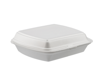 plastic disposable food storage container, insulated on a white background