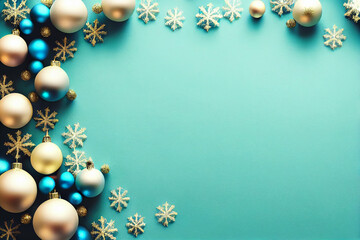 Christmas decorations on a blue background