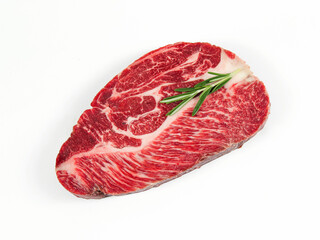 Fresh chuck beef  cut for steak isolate on white background