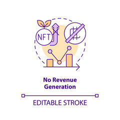 No revenue generation concept icon. Risky investment. NFT disadvantage abstract idea thin line illustration. Isolated outline drawing. Editable stroke. Arial, Myriad Pro-Bold fonts used