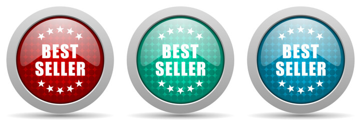 Best seller vector icon set, glossy web buttons collection