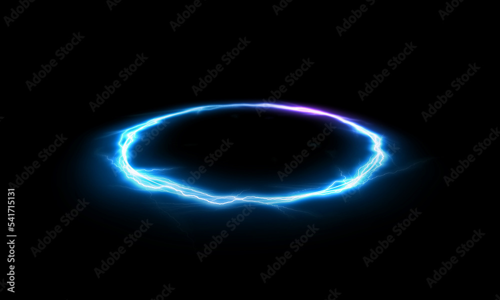Wall mural lightning round frame. plasma magical portal. circle light effect.