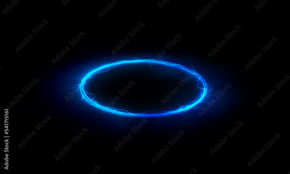 Wall mural lightning round frame. plasma magical portal. circle light effect.