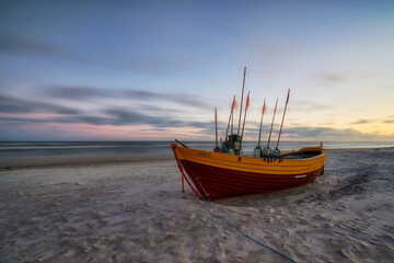 Fototapeta premium The Baltic Sea, the Polish area of Debki, a fishing boat 