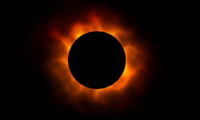 Circle light effect. Neon glowing circle with light rays. Frame isolated on black background