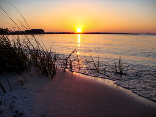 Fototapeta na wymiar Beach Sunset, Intracoastal Waterway, Orange Beach, Alabama
