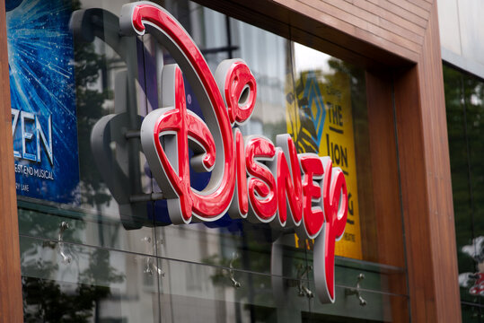 Disney store at Oxford Street London on a cloudy summer day. Photo taken August 3rd, 2022, London, United Kingdom.