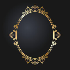 Beautiful oval golden frame. Festive design. Gold border. Round frames vector.