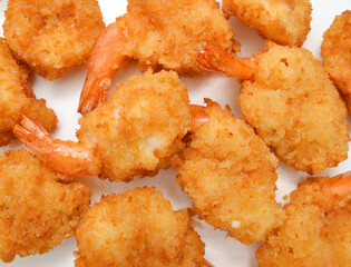 Stack butterfly shrimps on white background 