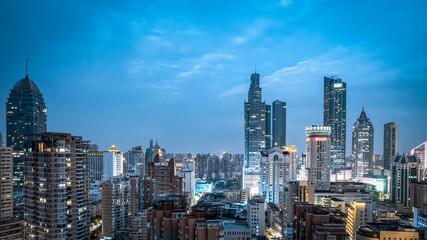 Fototapeta na wymiar Aerial photography Wuxi city buildings skyline night view