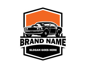 Obraz premium Best 1970 muscle car vector logo isolated on white background for badge, emblem, icon available in eps 10