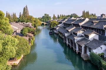 Aerial photography close-up of Wuzhen scenery in China