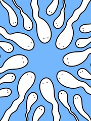 Fototapeta premium art color of sperm on blue background