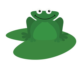 green frog on white background