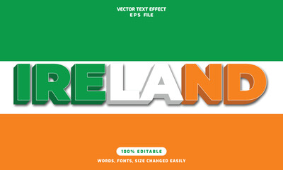Ireland words editable 3d text effects template stylish font vector illustration
