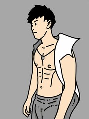 Fototapeta premium cute man cartoon on gray background