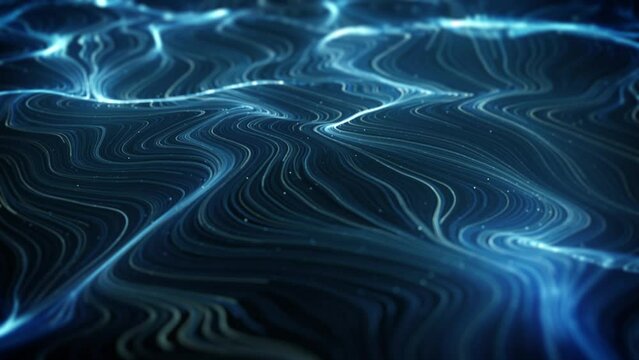 Abstract Swirling And Flowing Lines Background/ 4k animation of an abstract wallpaper technology background with waving powerful light stroke patterns rendered using ambient occlusion and depth of fie