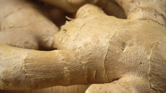whole ginger root on close up
