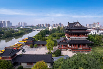 Aerial photography China Taizhou city buildings skyline