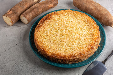 Delicious cassava cake on the table.