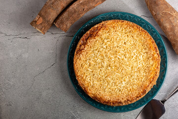 Delicious cassava cake on the table.
