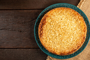 Delicious cassava cake on the table.