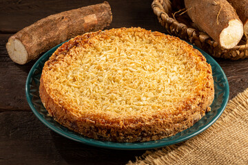 Delicious cassava cake on the table.
