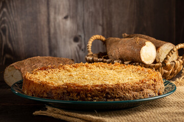Delicious cassava cake on the table.
