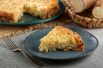 Delicious cassava cake on the table.
