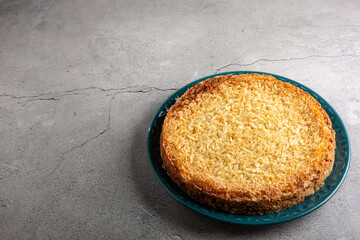 Delicious cassava cake on the table.