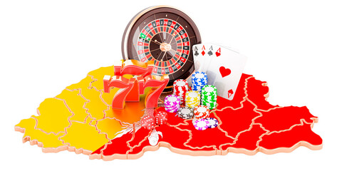 Casino and gambling industry in the Bhutan concept, 3D rendering