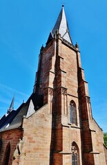 Fototapeta na wymiar Marburg, Lutherische Pfarrkirche St. Marien, Turmfassade