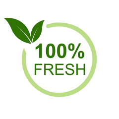 One hundred percent 100 fresh label on white background. vector illustration. EPS 10.