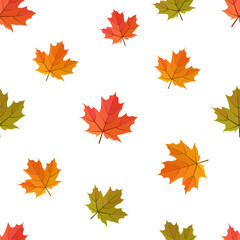 Auturm leaves seamless pattern in cartoon style. Auturm background. Harvest, thanksgiving, halloween