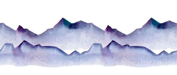 Fototapeta premium abstract indigo light blue watercolor waves mountains on white background