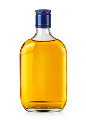 small flat bottle of whiskey