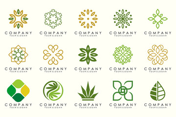 creative leaf logo design icon set.