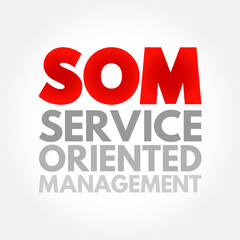 SOM Service Oriented Management - infrastructure that companies need to support the ongoing functionality, acronym text concept background