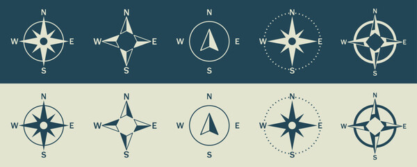 Vintage compass. Wind rose. Map symbol. Navigator Pointer Sign. Isolated Vector Illustration
